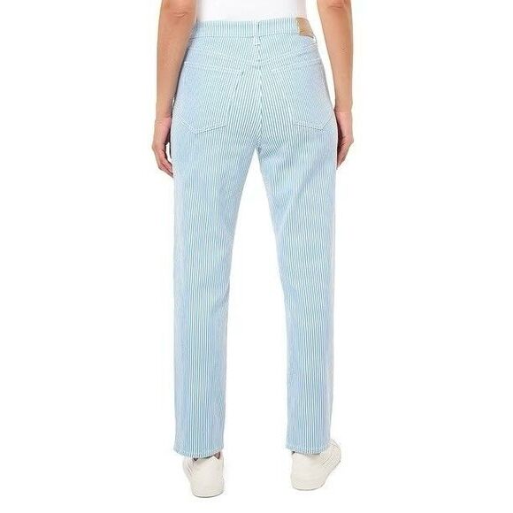 Seven7 Railroad Stripe Light Blue Denim 90s Straight Leg Jeans Size 8 - Picture 2 of 11